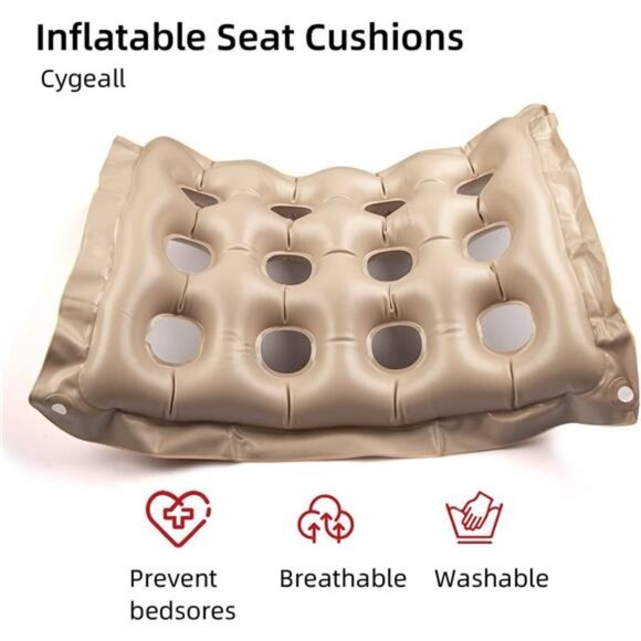 Inflatable Seat Cushion Wheelchair Air Cushion Pressure Relief 17x17 Waffle Pad - Picture 3 of 7